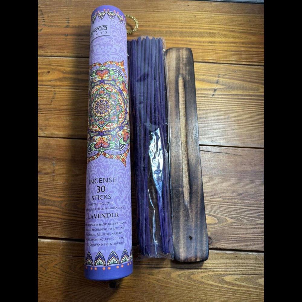 Set Lavender Incense 30 Pcs With Wooden Burner Stand